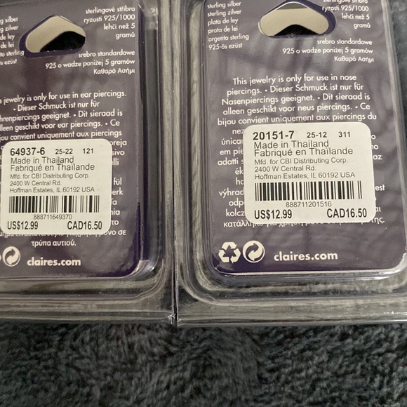 Claire's nose ring and earring bundle NWT - Picture 2 of 3